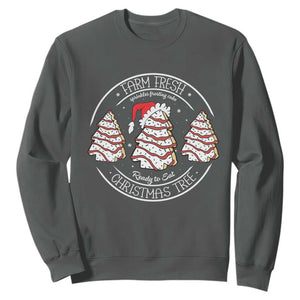 Farm Fresh Christmas Tree Sweatshirt Tree Cake Holiday Baking Crew TS10 Dark Heather Print Your Wear