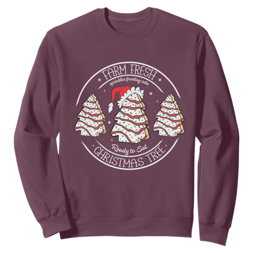 Farm Fresh Christmas Tree Sweatshirt Tree Cake Holiday Baking Crew TS10 Maroon Print Your Wear