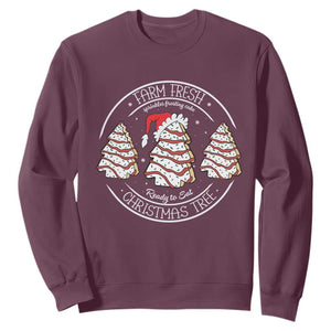 Farm Fresh Christmas Tree Sweatshirt Tree Cake Holiday Baking Crew TS10 Maroon Print Your Wear