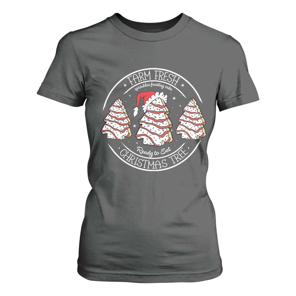 Farm Fresh Christmas Tree T Shirt For Women Tree Cake Holiday Baking Crew TS10 Dark Heather Print Your Wear