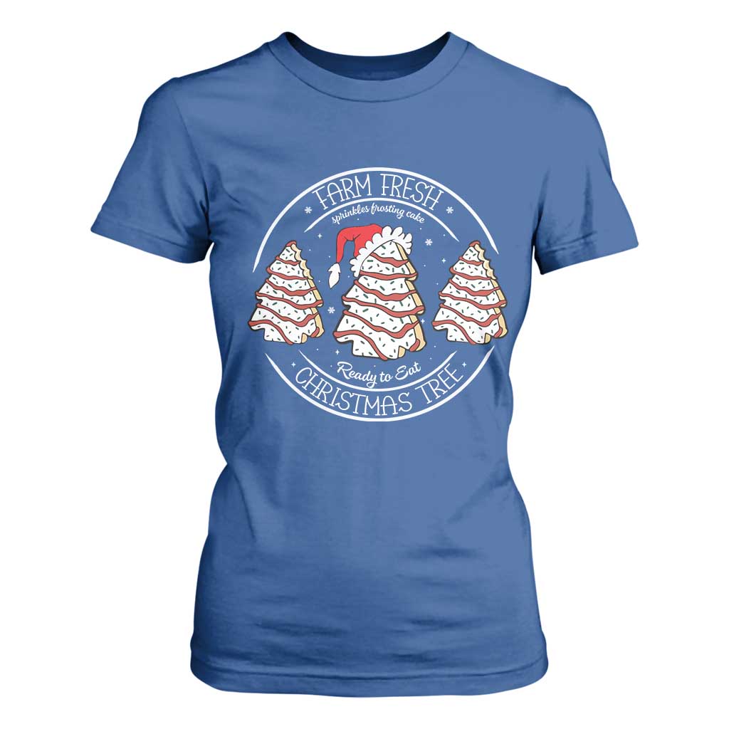 Farm Fresh Christmas Tree T Shirt For Women Tree Cake Holiday Baking Crew TS10 Royal Blue Print Your Wear