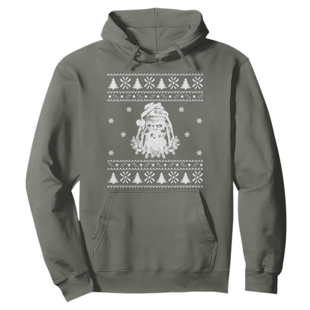 Bigfoot Santa Claus Hoodie Funny Ugly Xmas Sasquatch Lovers TS10 Military Green Print Your Wear