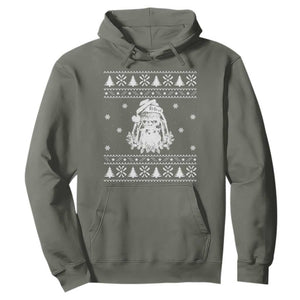Bigfoot Santa Claus Hoodie Funny Ugly Xmas Sasquatch Lovers TS10 Military Green Print Your Wear