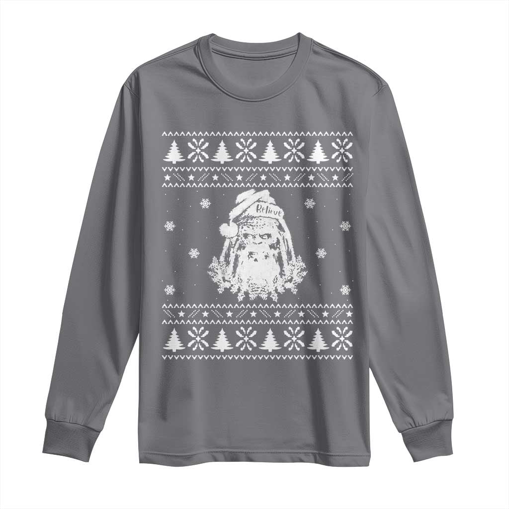 Bigfoot Santa Claus Long Sleeve Shirt Funny Ugly Xmas Sasquatch Lovers TS10 Charcoal Print Your Wear