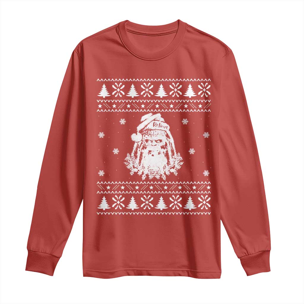 Bigfoot Santa Claus Long Sleeve Shirt Funny Ugly Xmas Sasquatch Lovers TS10 Red Print Your Wear