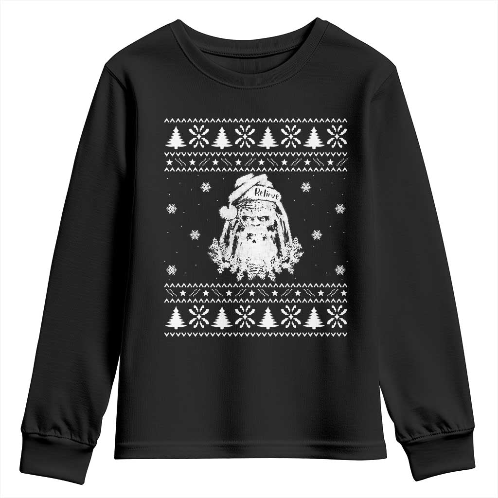 Bigfoot Santa Claus Youth Sweatshirt Funny Ugly Xmas Sasquatch Lovers TS10 Black Print Your Wear