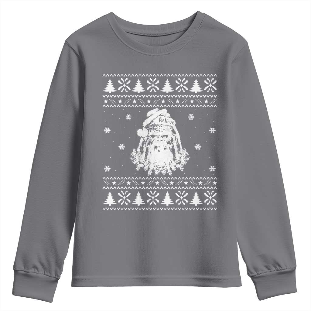 Bigfoot Santa Claus Youth Sweatshirt Funny Ugly Xmas Sasquatch Lovers TS10 Charcoal Print Your Wear