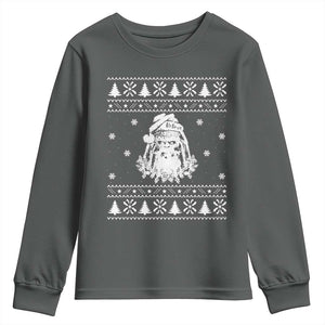 Bigfoot Santa Claus Youth Sweatshirt Funny Ugly Xmas Sasquatch Lovers TS10 Dark Heather Print Your Wear
