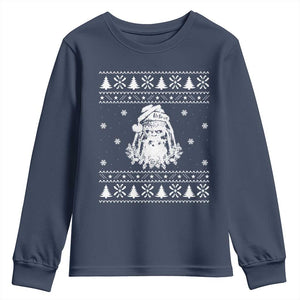 Bigfoot Santa Claus Youth Sweatshirt Funny Ugly Xmas Sasquatch Lovers TS10 Navy Print Your Wear