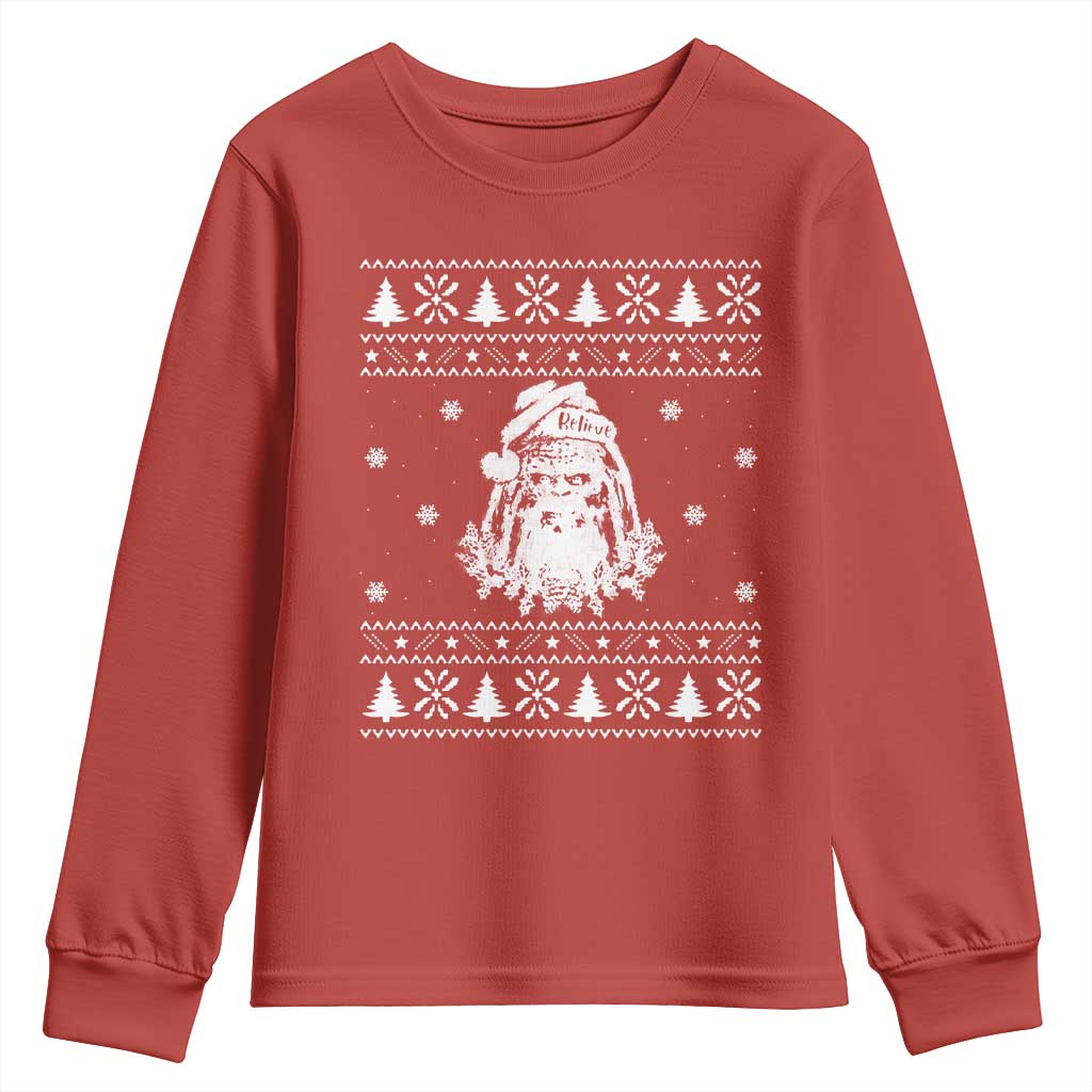 Bigfoot Santa Claus Youth Sweatshirt Funny Ugly Xmas Sasquatch Lovers TS10 Red Print Your Wear