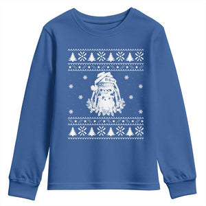 Bigfoot Santa Claus Youth Sweatshirt Funny Ugly Xmas Sasquatch Lovers TS10 Royal Blue Print Your Wear