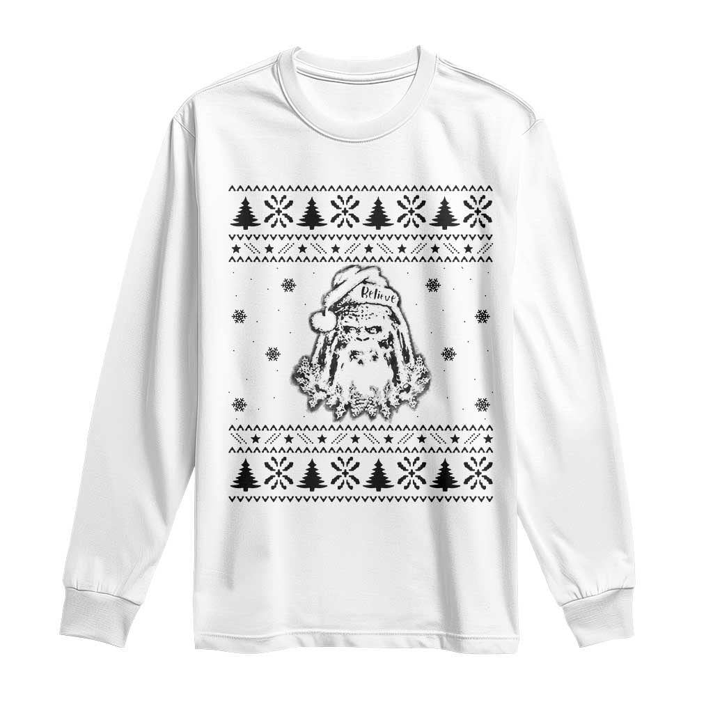 Bigfoot Santa Claus Long Sleeve Shirt Sasquatch Lovers Funny Xmas Ugly TS10 White Print Your Wear