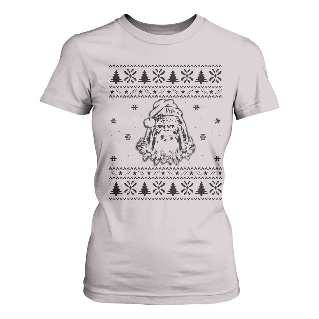 Bigfoot Santa Claus T Shirt For Women Sasquatch Lovers Funny Xmas Ugly TS10 Ice Gray Print Your Wear