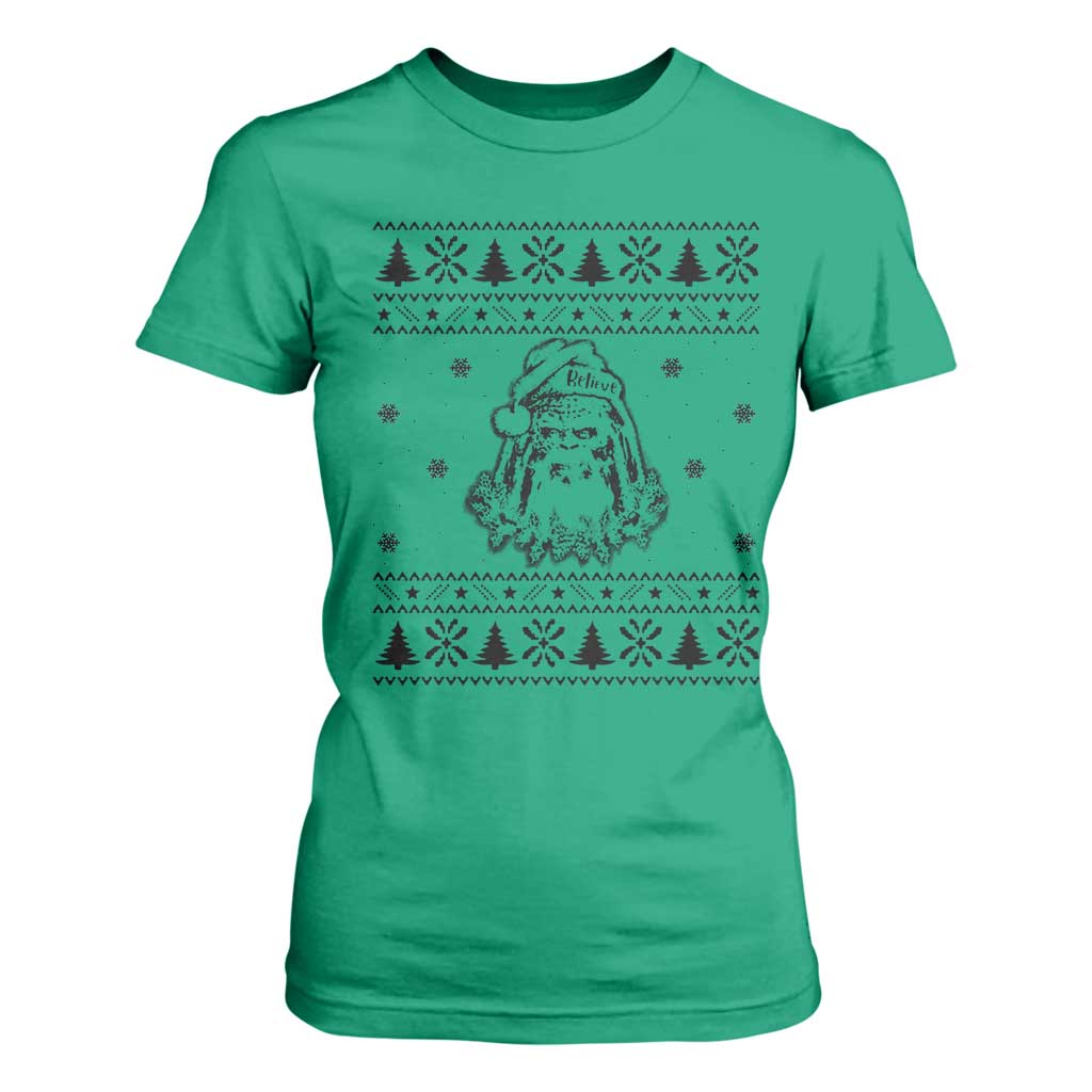 Bigfoot Santa Claus T Shirt For Women Sasquatch Lovers Funny Xmas Ugly TS10 Irish Green Print Your Wear