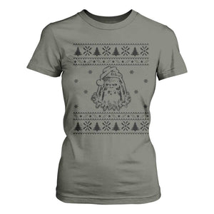 Bigfoot Santa Claus T Shirt For Women Sasquatch Lovers Funny Xmas Ugly TS10 Military Green Print Your Wear