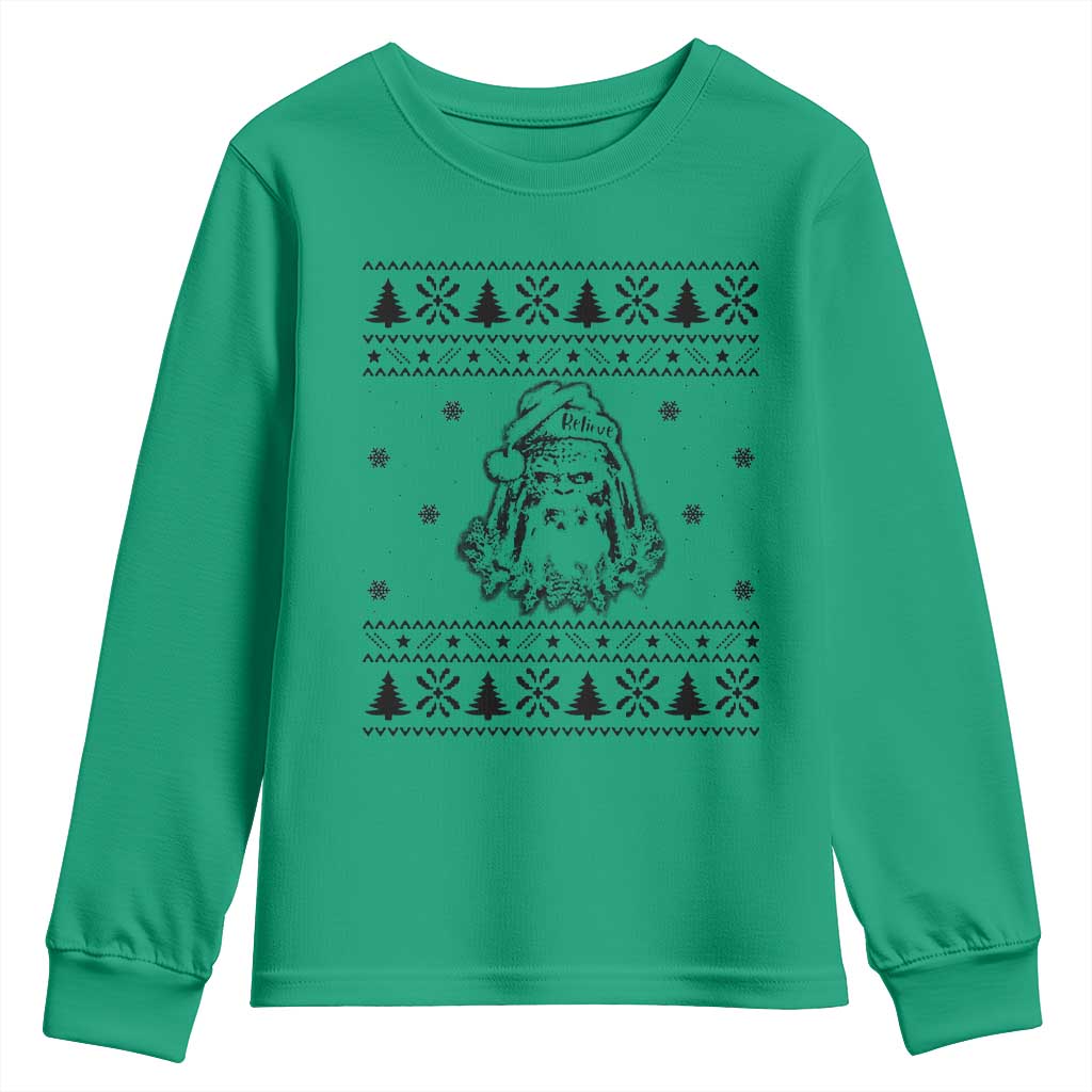 Bigfoot Santa Claus Youth Sweatshirt Sasquatch Lovers Funny Xmas Ugly TS10 Irish Green Print Your Wear