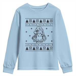 Bigfoot Santa Claus Youth Sweatshirt Sasquatch Lovers Funny Xmas Ugly TS10 Light Blue Print Your Wear