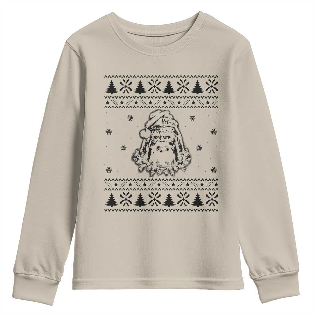 Bigfoot Santa Claus Youth Sweatshirt Sasquatch Lovers Funny Xmas Ugly TS10 Sand Print Your Wear
