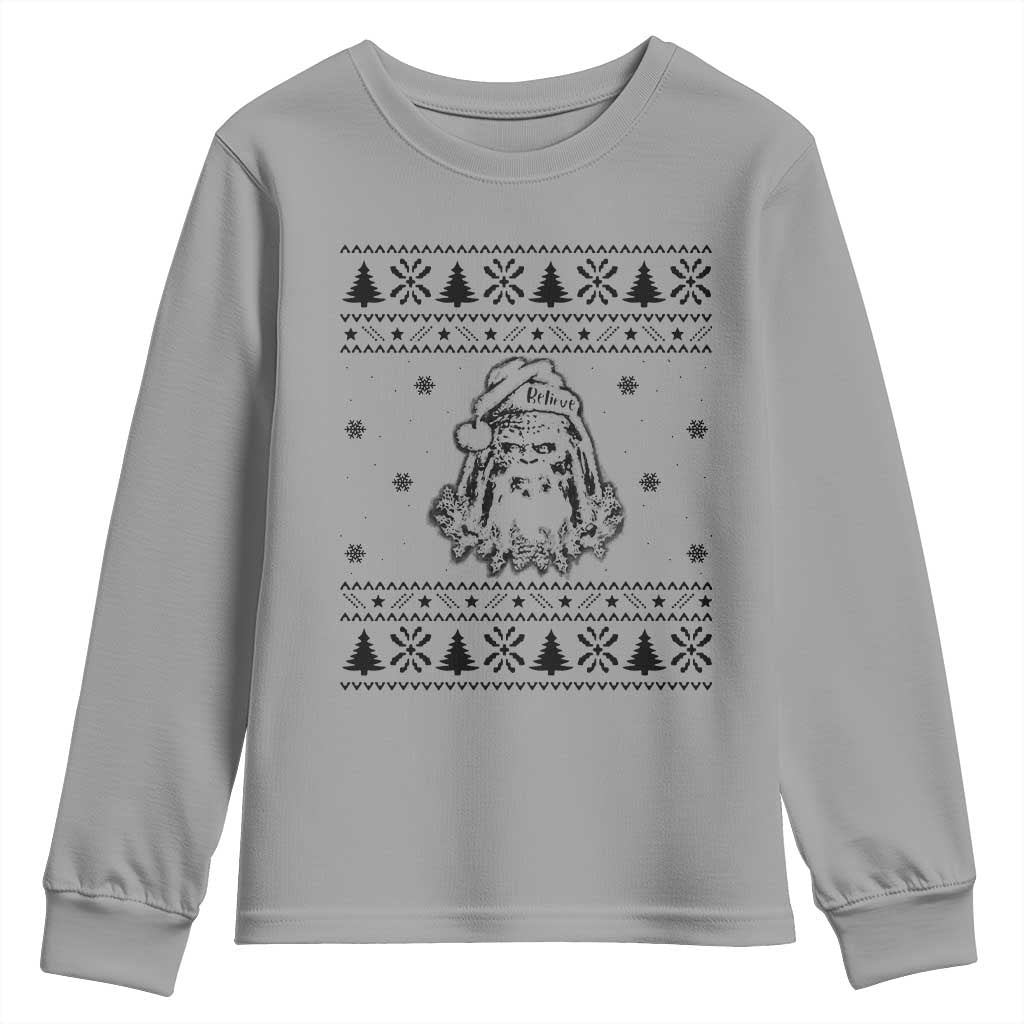 Bigfoot Santa Claus Youth Sweatshirt Sasquatch Lovers Funny Xmas Ugly TS10 Sport Gray Print Your Wear
