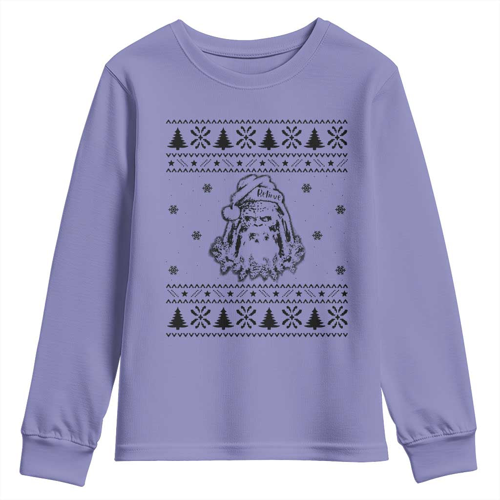 Bigfoot Santa Claus Youth Sweatshirt Sasquatch Lovers Funny Xmas Ugly TS10 Violet Print Your Wear