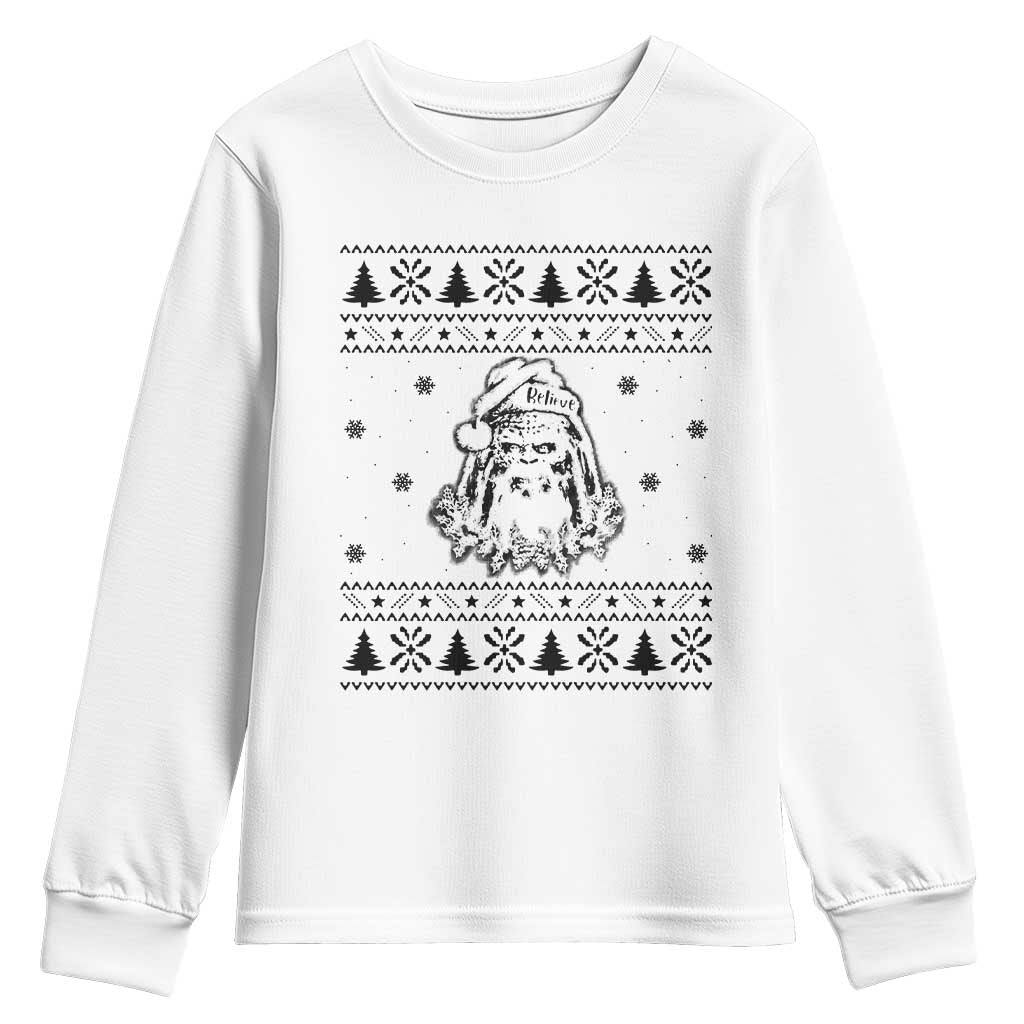 Bigfoot Santa Claus Youth Sweatshirt Sasquatch Lovers Funny Xmas Ugly TS10 White Print Your Wear