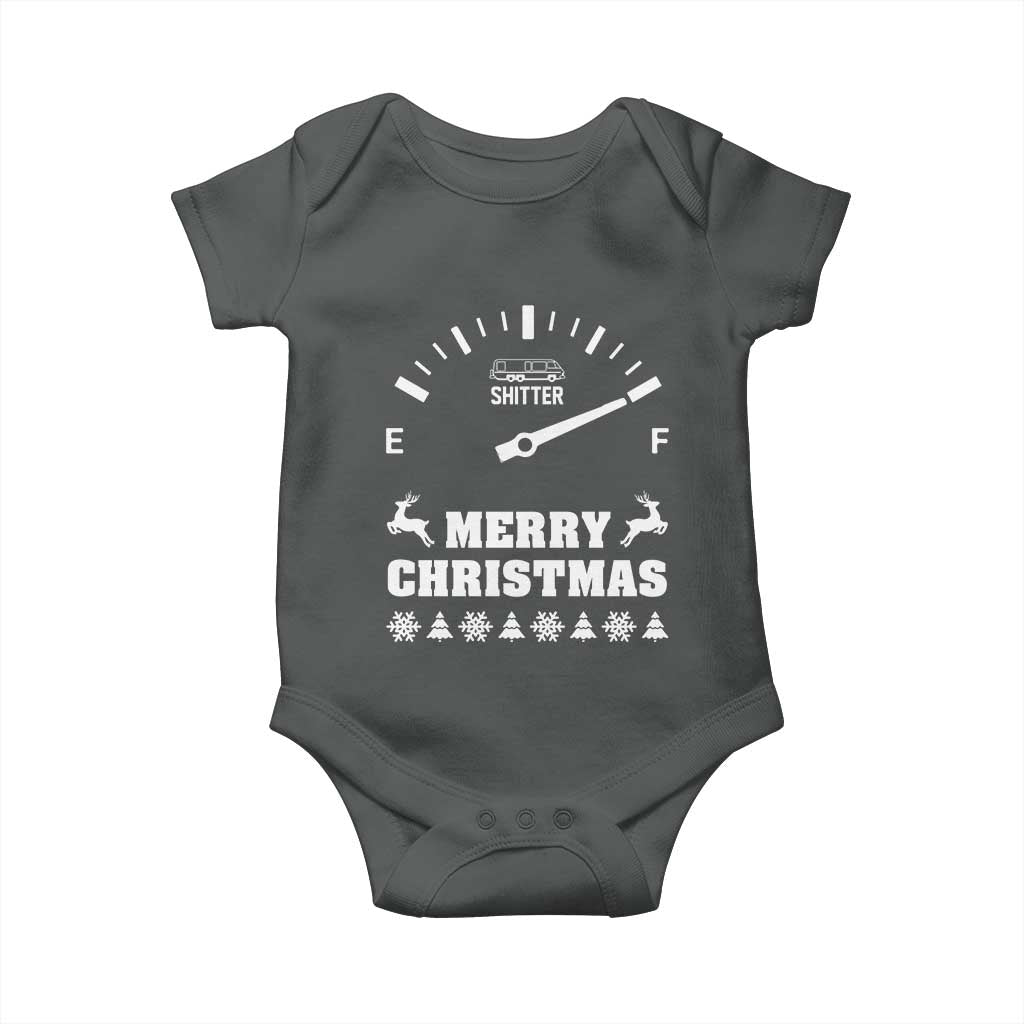 Merry Christmas Shitter's Full Baby Onesie Funny Ugly Christmas Sweater TS10 Dark Heather Print Your Wear