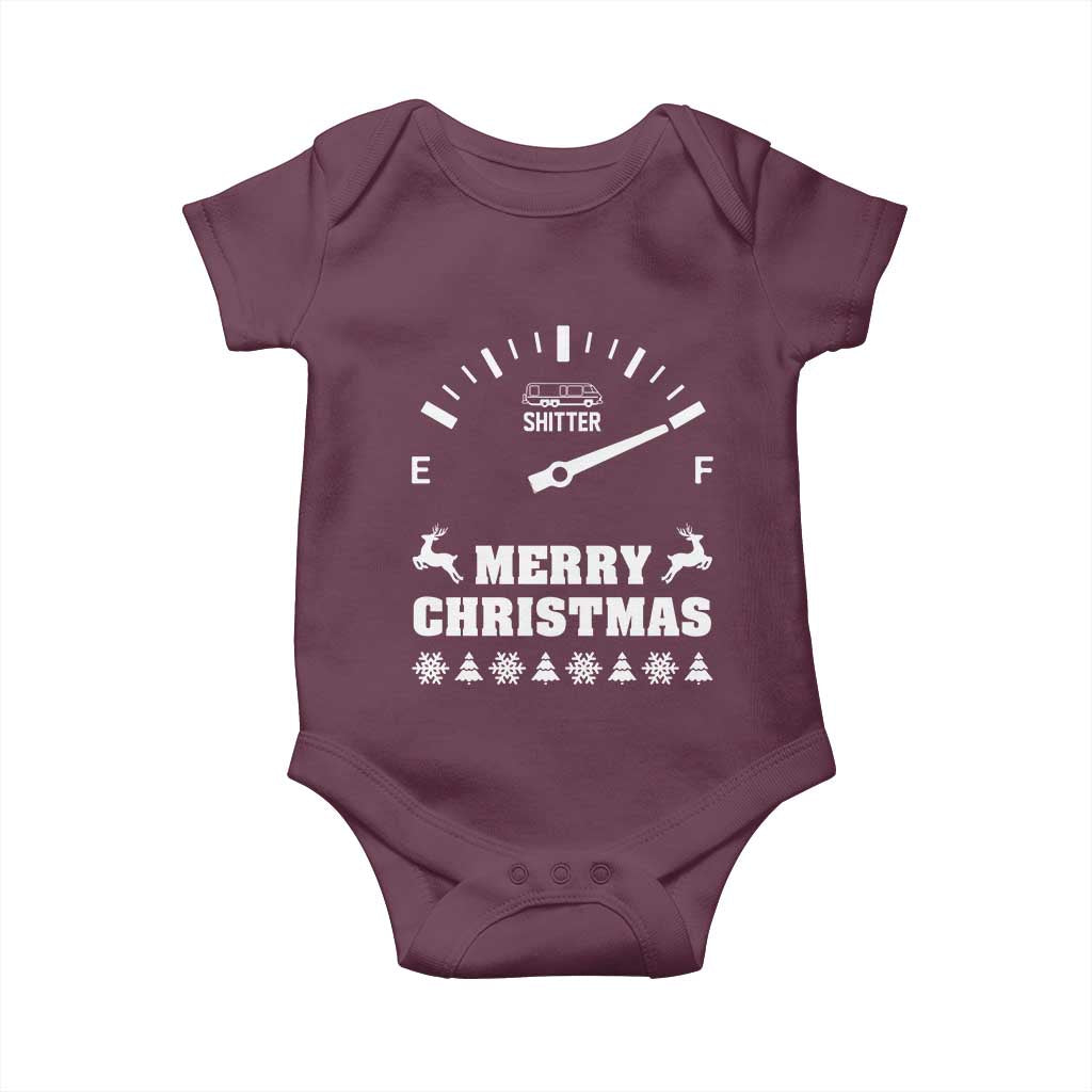 Merry Christmas Shitter's Full Baby Onesie Funny Ugly Christmas Sweater TS10 Maroon Print Your Wear