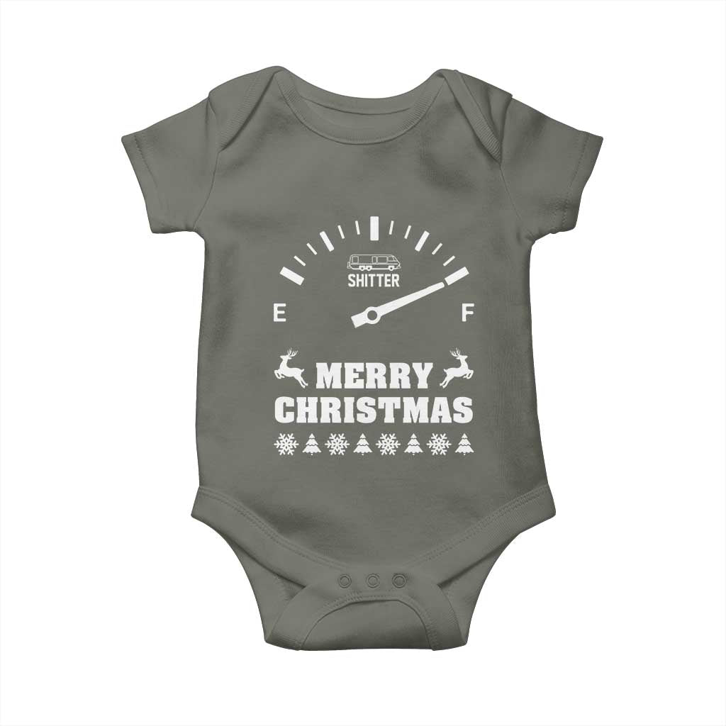 Merry Christmas Shitter's Full Baby Onesie Funny Ugly Christmas Sweater TS10 Military Green Print Your Wear