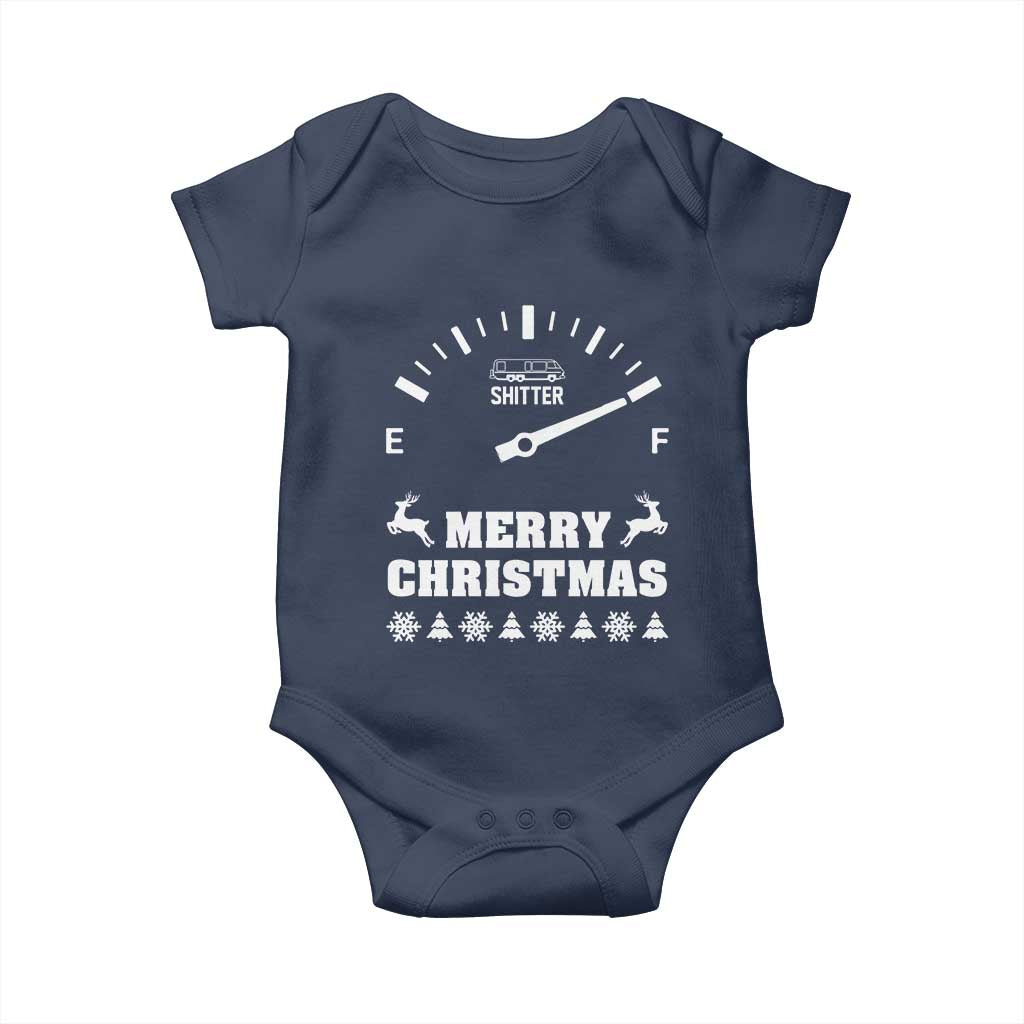 Merry Christmas Shitter's Full Baby Onesie Funny Ugly Christmas Sweater TS10 Navy Print Your Wear