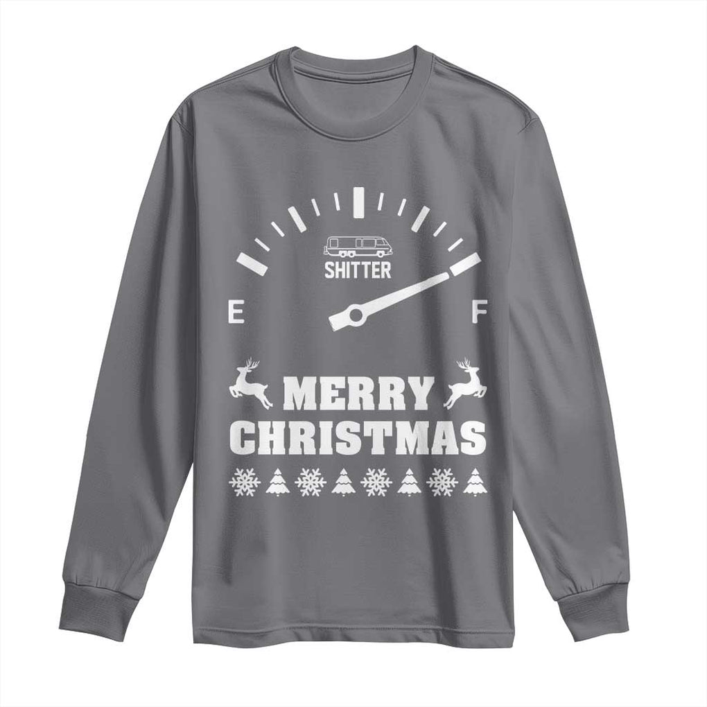 Merry Christmas Shitter's Full Long Sleeve Shirt Funny Ugly Christmas Sweater TS10 Charcoal Print Your Wear