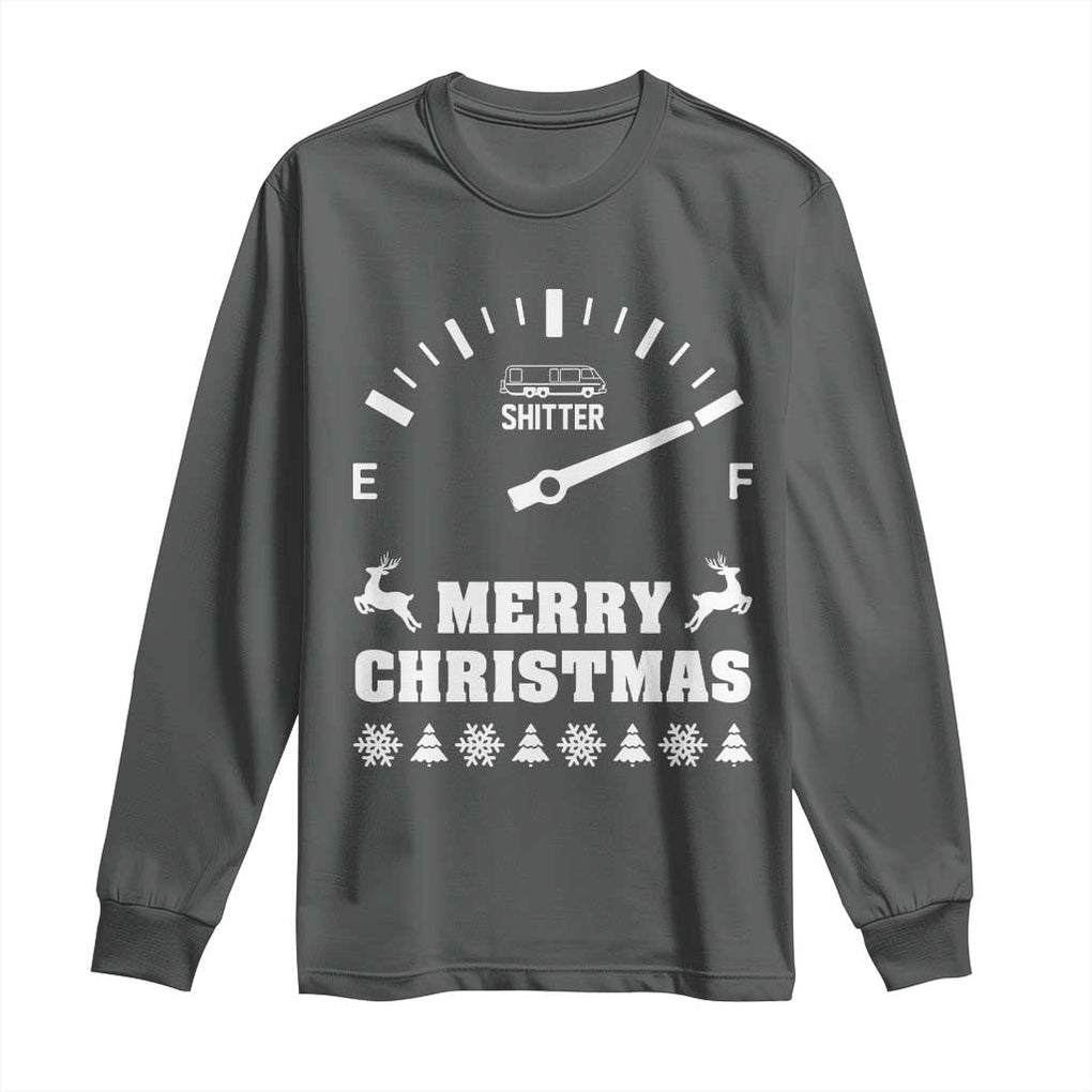 Merry Christmas Shitter's Full Long Sleeve Shirt Funny Ugly Christmas Sweater TS10 Dark Heather Print Your Wear