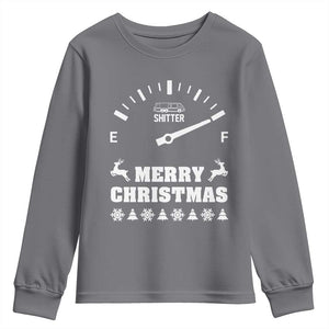 Merry Christmas Shitter's Full Youth Sweatshirt Funny Ugly Christmas Sweater TS10 Charcoal Print Your Wear