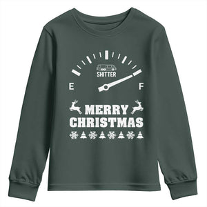 Merry Christmas Shitter's Full Youth Sweatshirt Funny Ugly Christmas Sweater TS10 Dark Forest Green Print Your Wear