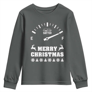 Merry Christmas Shitter's Full Youth Sweatshirt Funny Ugly Christmas Sweater TS10 Dark Heather Print Your Wear
