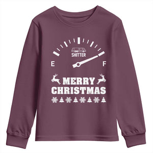 Merry Christmas Shitter's Full Youth Sweatshirt Funny Ugly Christmas Sweater TS10 Maroon Print Your Wear