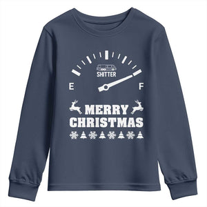 Merry Christmas Shitter's Full Youth Sweatshirt Funny Ugly Christmas Sweater TS10 Navy Print Your Wear