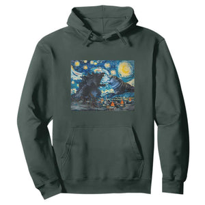 Godzilla Versus Moo Deng Hoodie Vintage Van Gogh Starry Night TS10 Dark Forest Green Print Your Wear