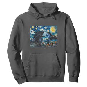Godzilla Versus Moo Deng Hoodie Vintage Van Gogh Starry Night TS10 Dark Heather Print Your Wear
