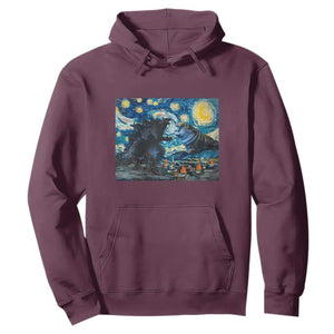 Godzilla Versus Moo Deng Hoodie Vintage Van Gogh Starry Night TS10 Maroon Print Your Wear