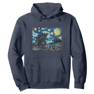 Godzilla Versus Moo Deng Hoodie Vintage Van Gogh Starry Night TS10 Navy Print Your Wear
