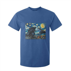 Godzilla Versus Moo Deng T Shirt For Kid Vintage Van Gogh Starry Night TS10 Royal Blue Print Your Wear