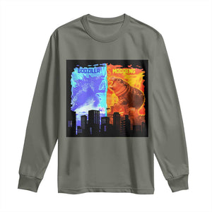 Godzilla Versus Moo Deng Long Sleeve Shirt TS10 Military Green Print Your Wear