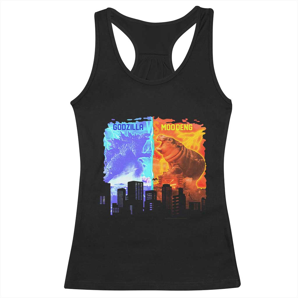 Godzilla Versus Moo Deng Racerback Tank Top TS10 Black Print Your Wear