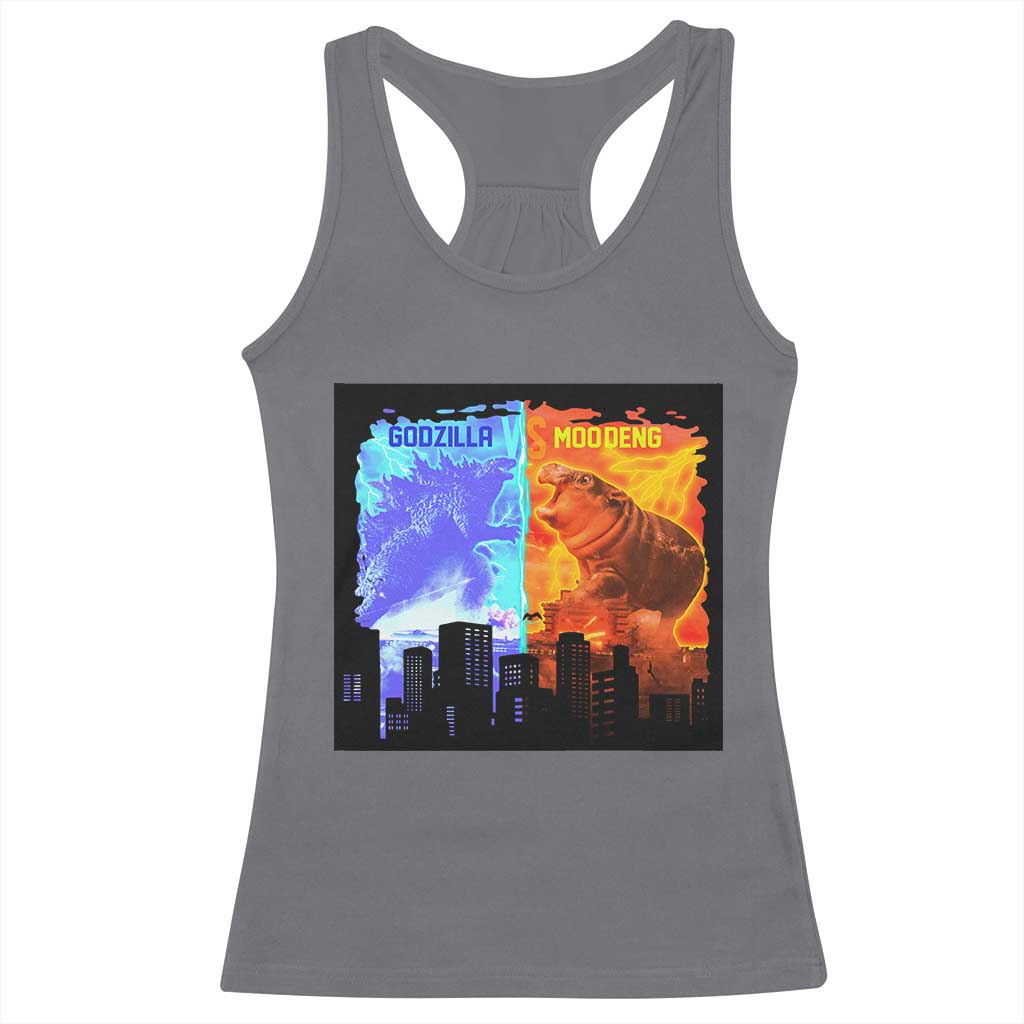 Godzilla Versus Moo Deng Racerback Tank Top TS10 Charcoal Print Your Wear