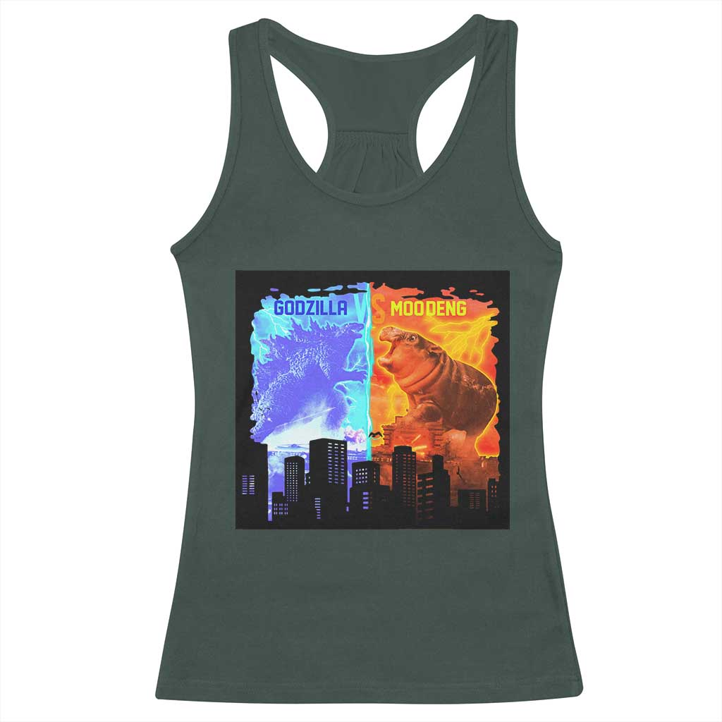 Godzilla Versus Moo Deng Racerback Tank Top TS10 Dark Forest Green Print Your Wear