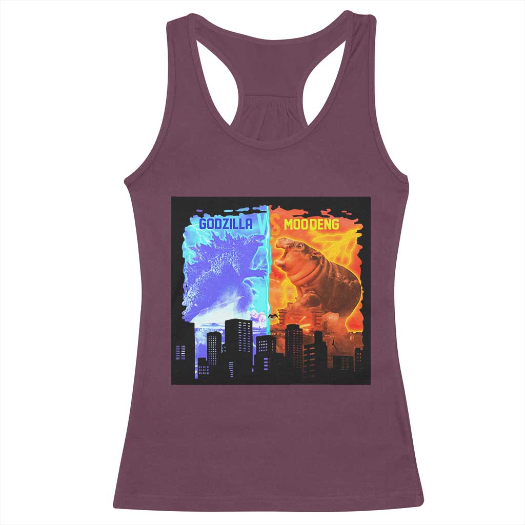 Godzilla Versus Moo Deng Racerback Tank Top TS10 Maroon Print Your Wear
