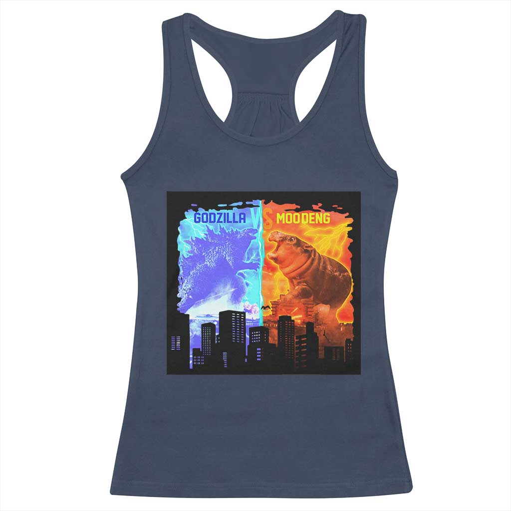 Godzilla Versus Moo Deng Racerback Tank Top TS10 Navy Print Your Wear