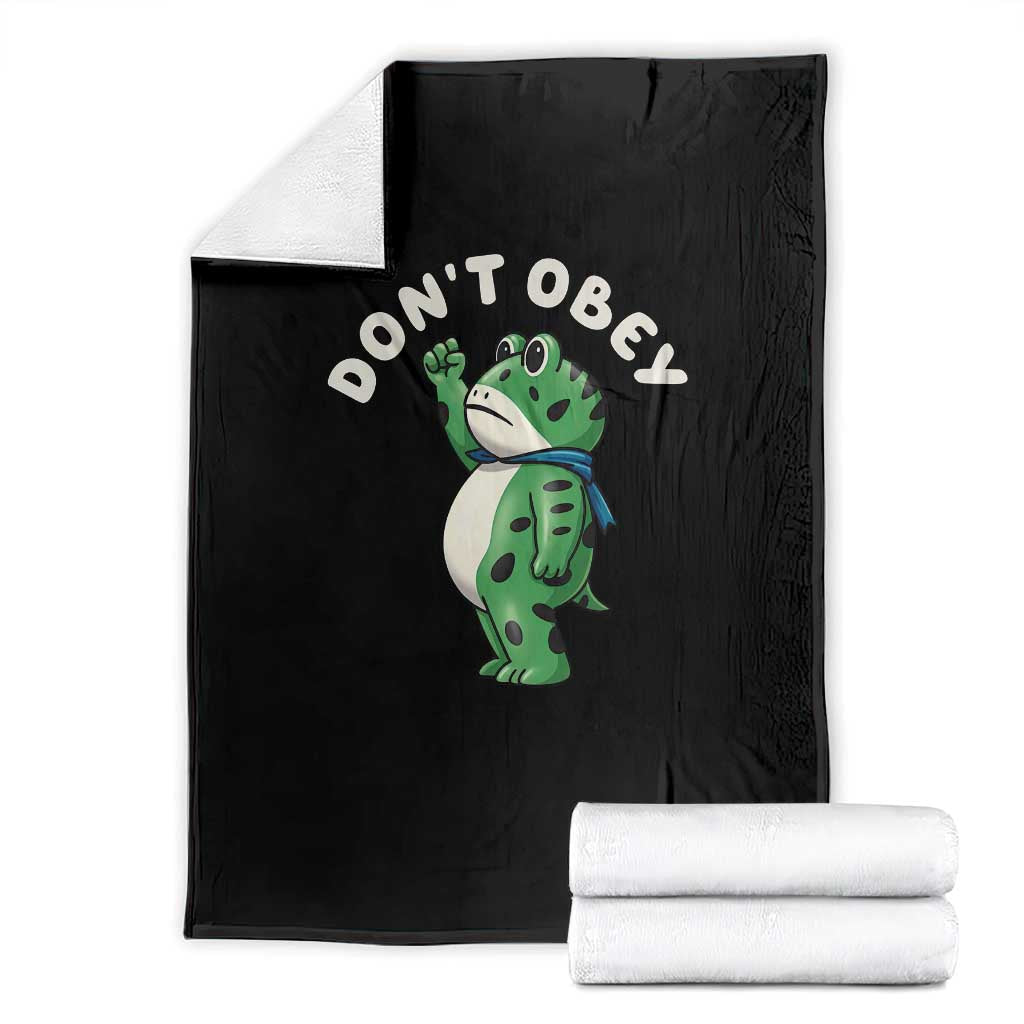 Portland Frog Throw Blanket Don't Obey Inflatable Costume Protest TS10 Black Print Your Wear