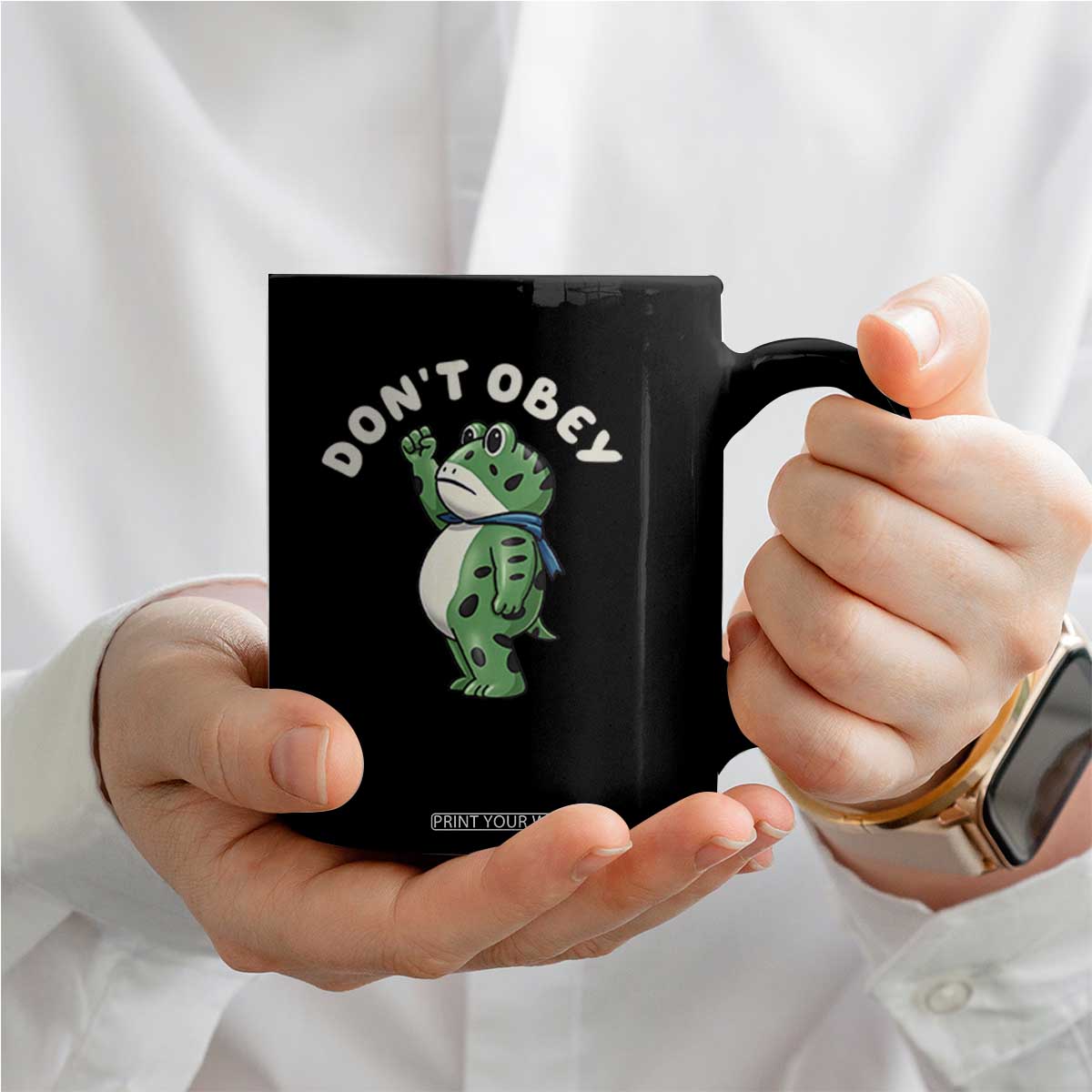 Portland Frog Coffee Mug Don't Obey Inflatable Costume Protest TS10 Print Your Wear