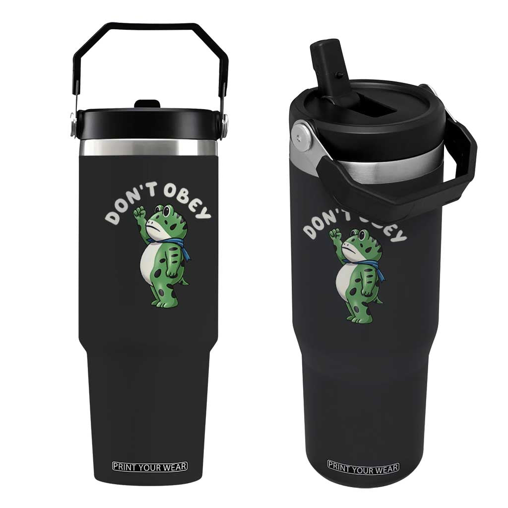 Portland Frog Flip Straw Tumbler Don't Obey Inflatable Costume Protest TS10 One Size: 30 oz Black Print Your Wear